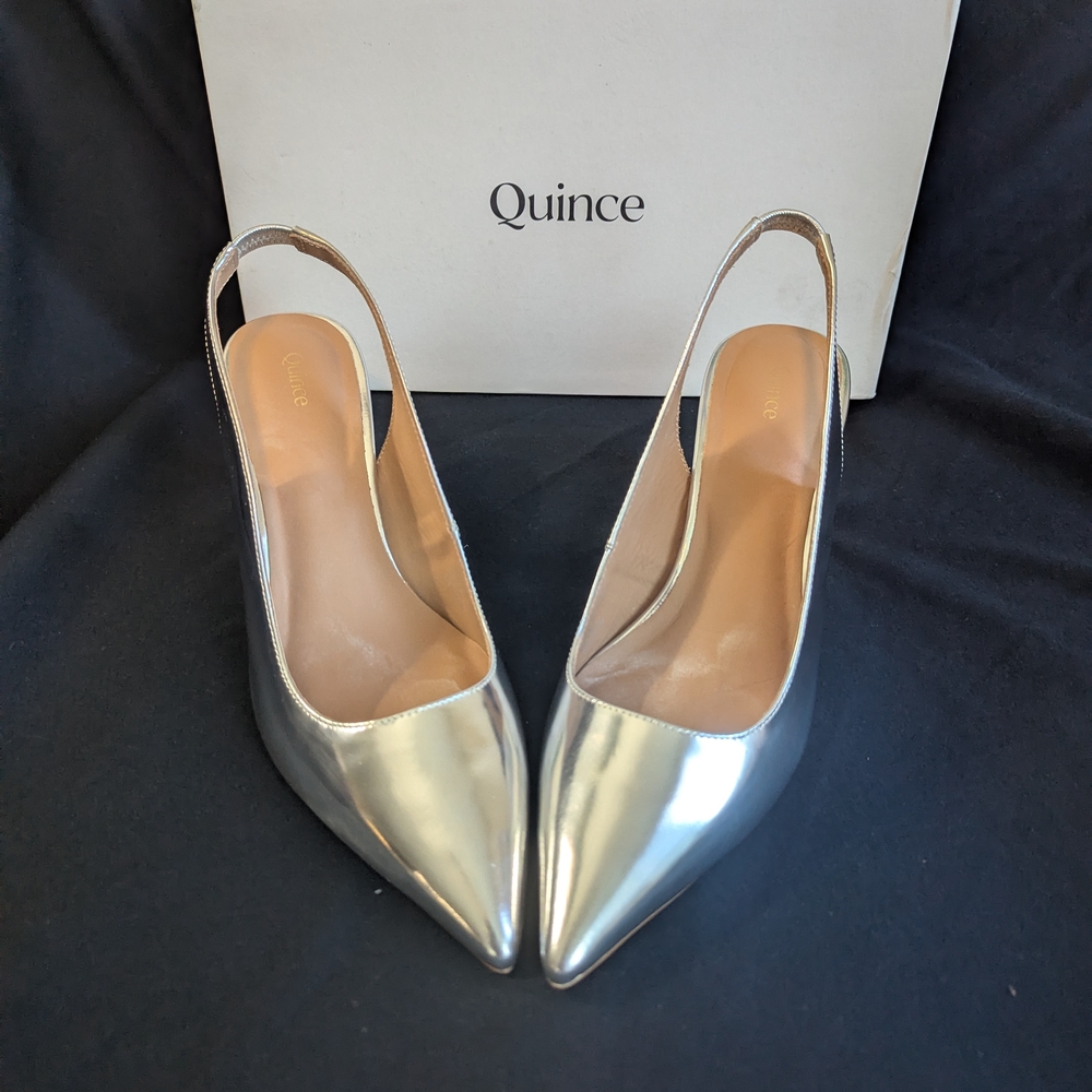 Quince Women's Silver Pointed Toe 9 YTK Shoe Sale!